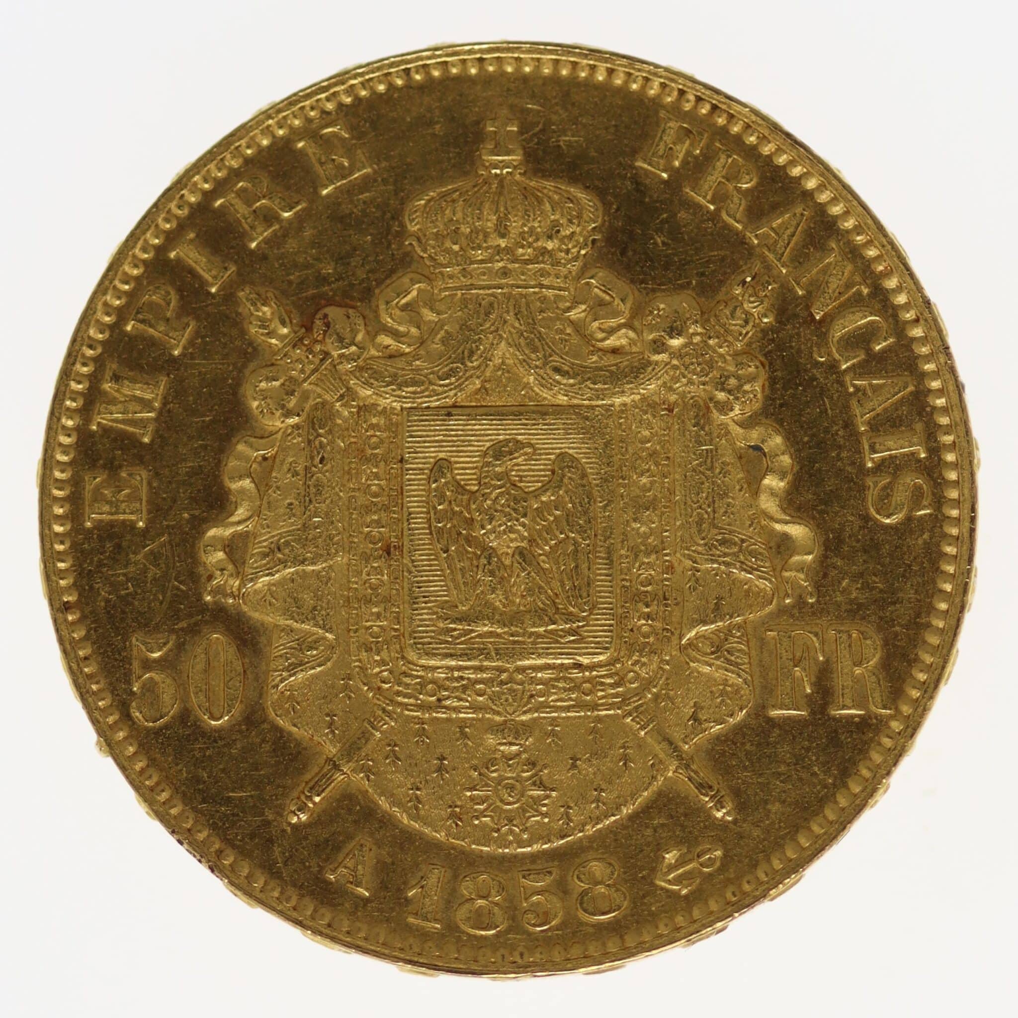 Frankreich Napoleon III. 50 Francs 1858 A