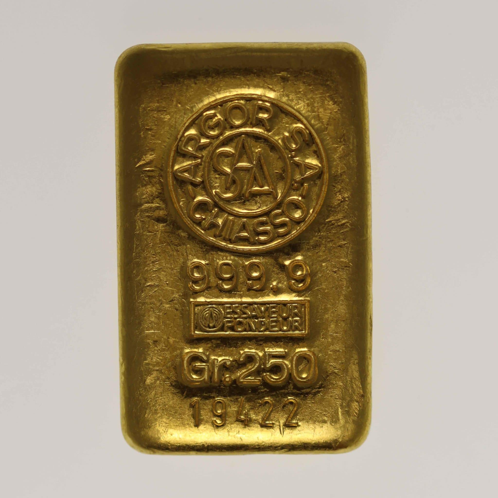 Goldbarren 250 Gramm Schweiz Argor S.A. Chiasso