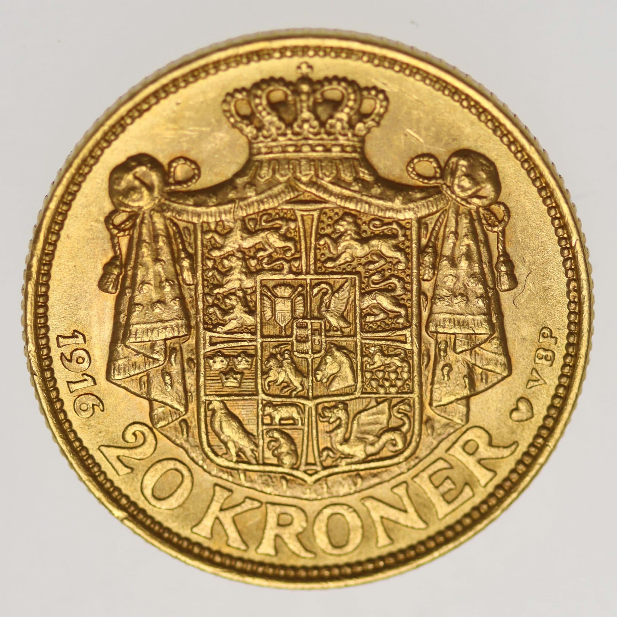 Dänemark Christian X. 20 Kronen 1916