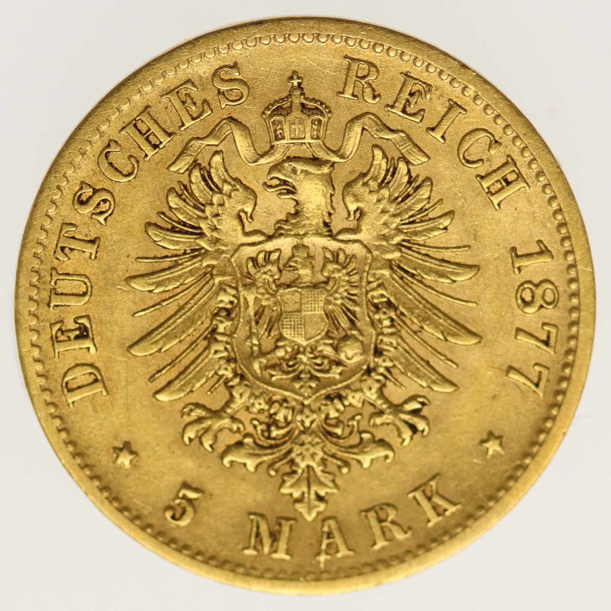 Sachsen Albert 5 Mark 1877