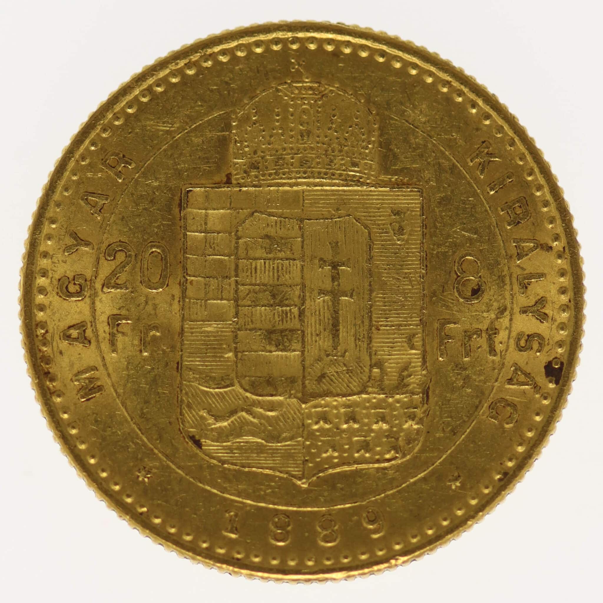 Österreich Kaiserreich Franz Joseph I. 8 Forint 1889 KB