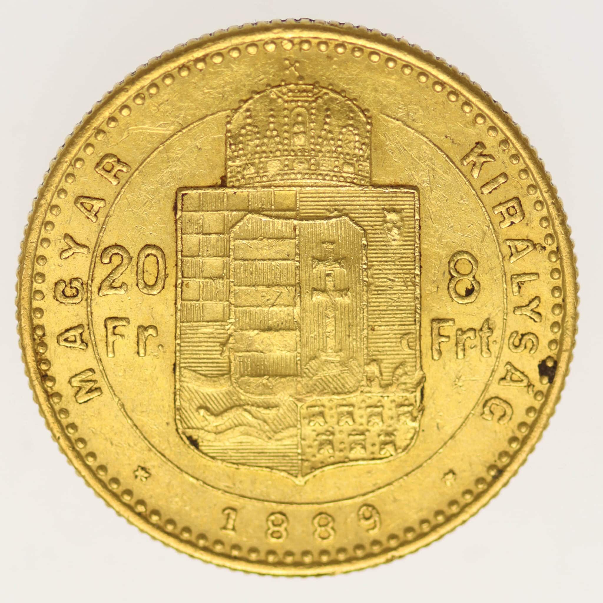 Österreich Kaiserreich Franz Joseph I. 8 Forint 1889 KB