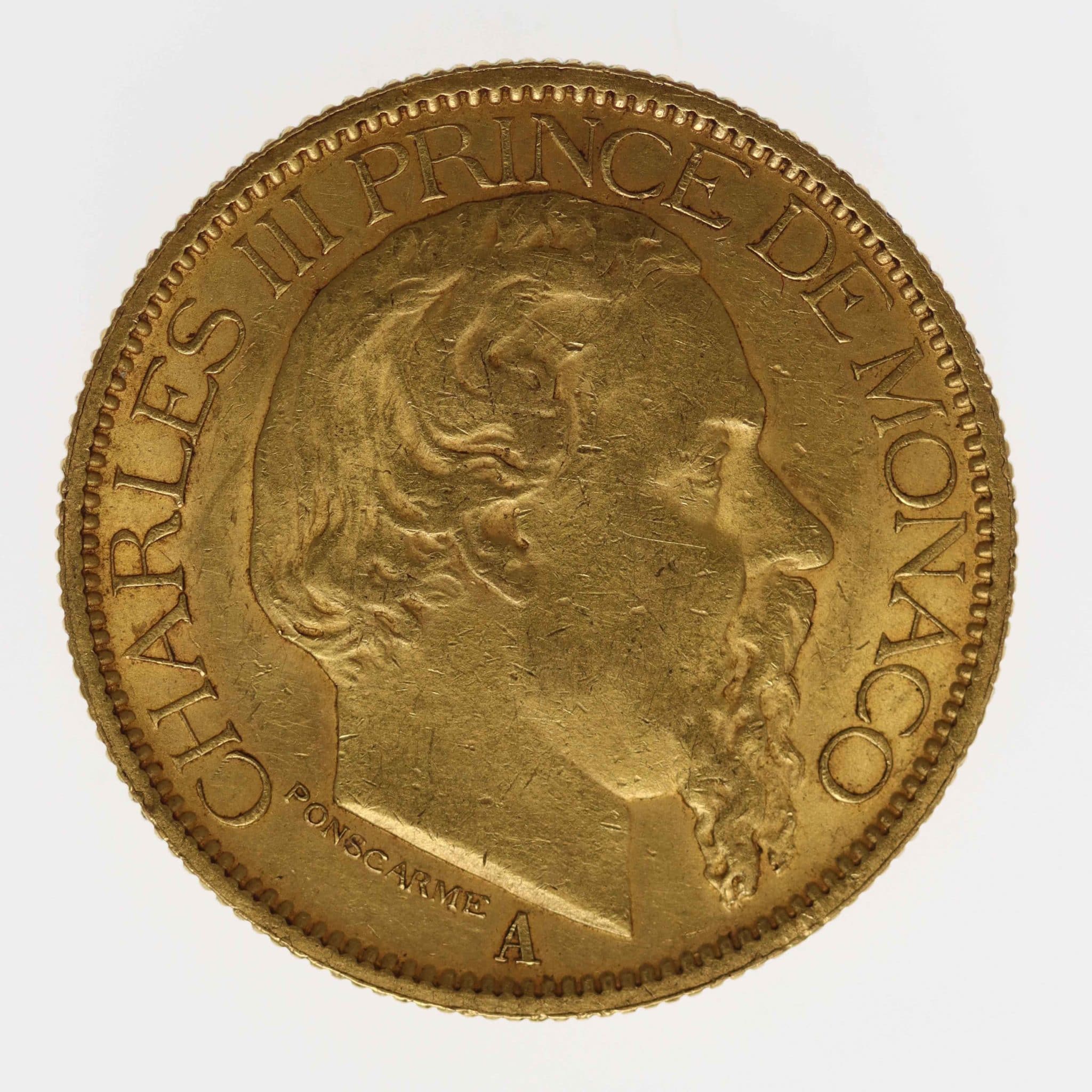 Monaco Charles III. 100 Francs 1886