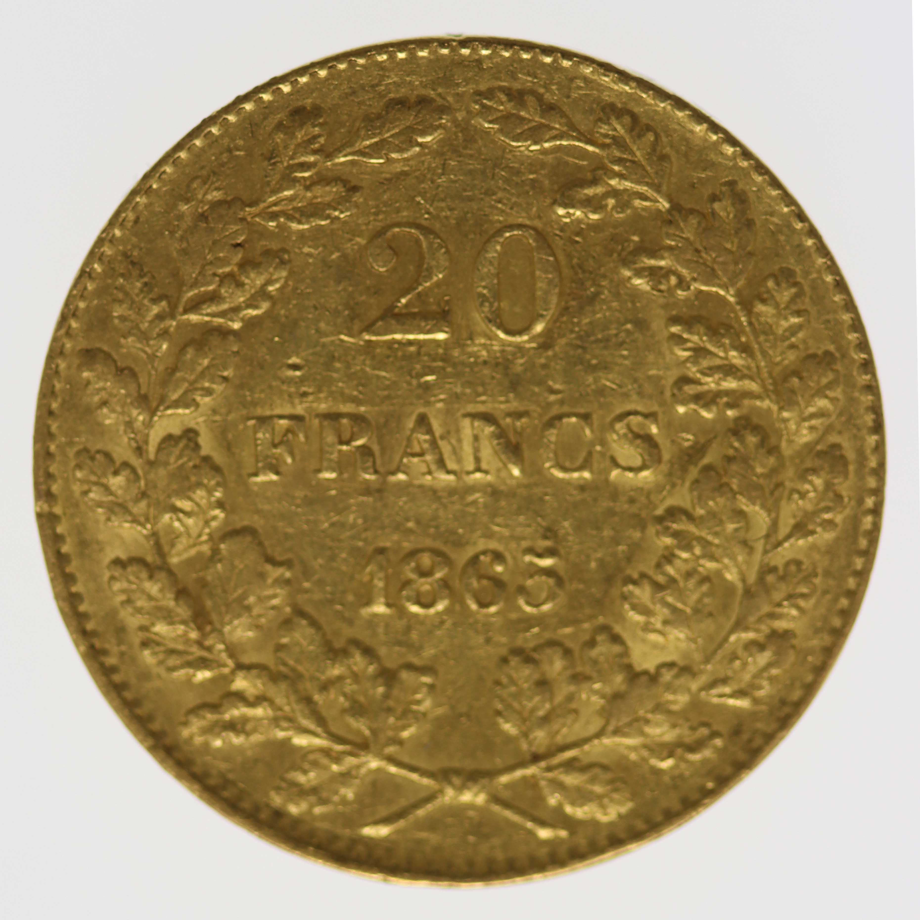 Belgien Leopold I. 20 Francs 1865