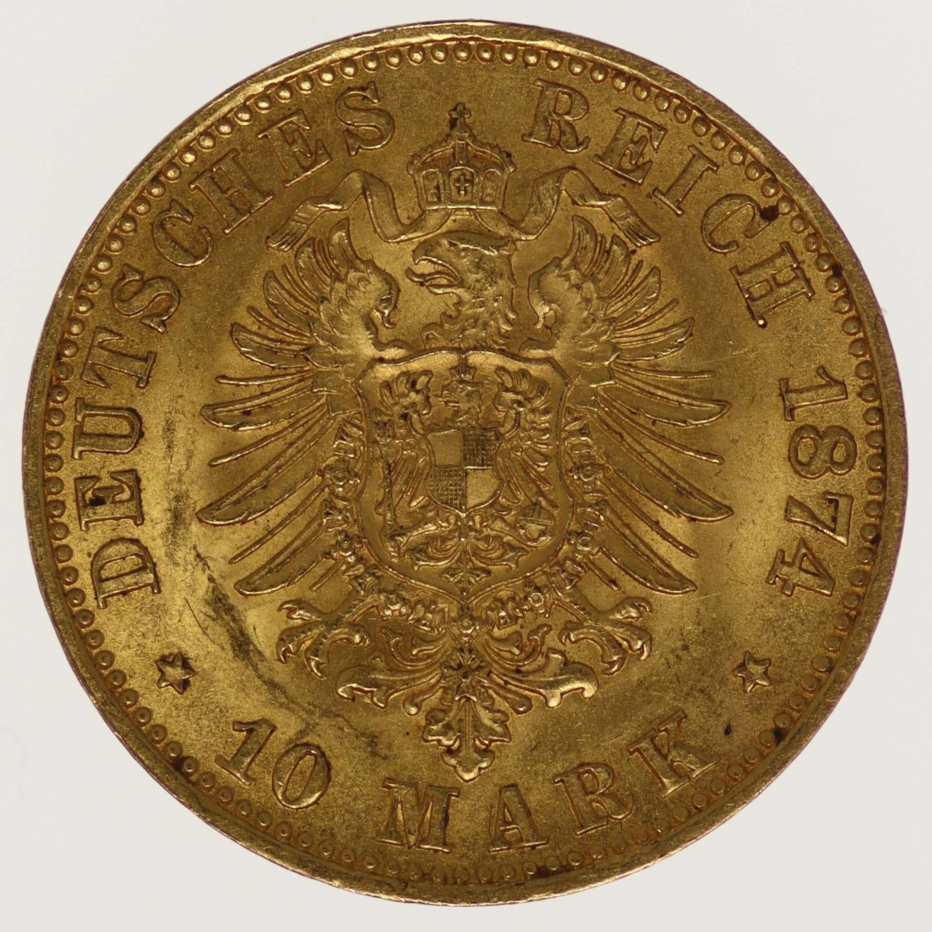 Preussen Wilhelm I. 10 Mark 1874 A