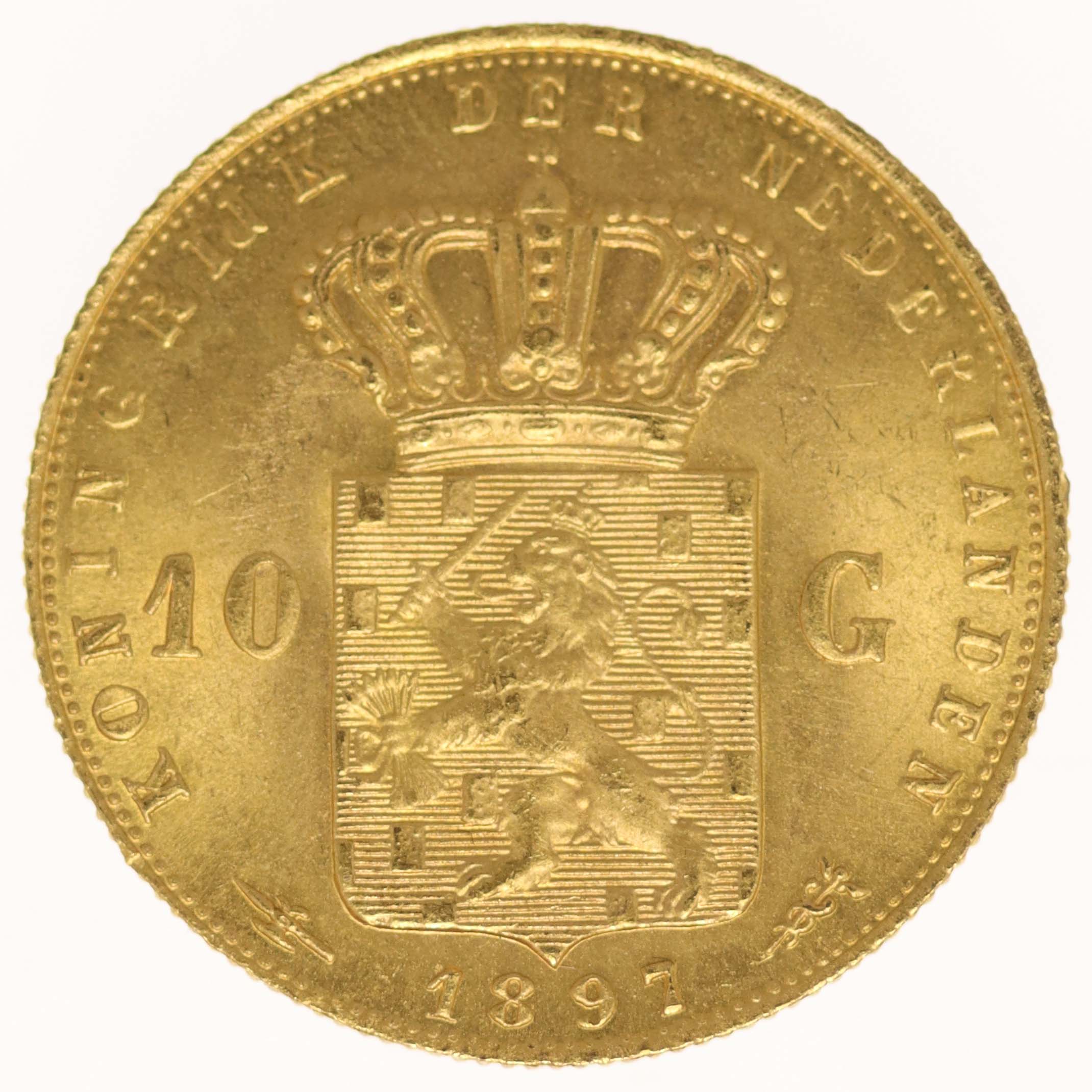 Niederlande Wilhelmina 10 Gulden 1897