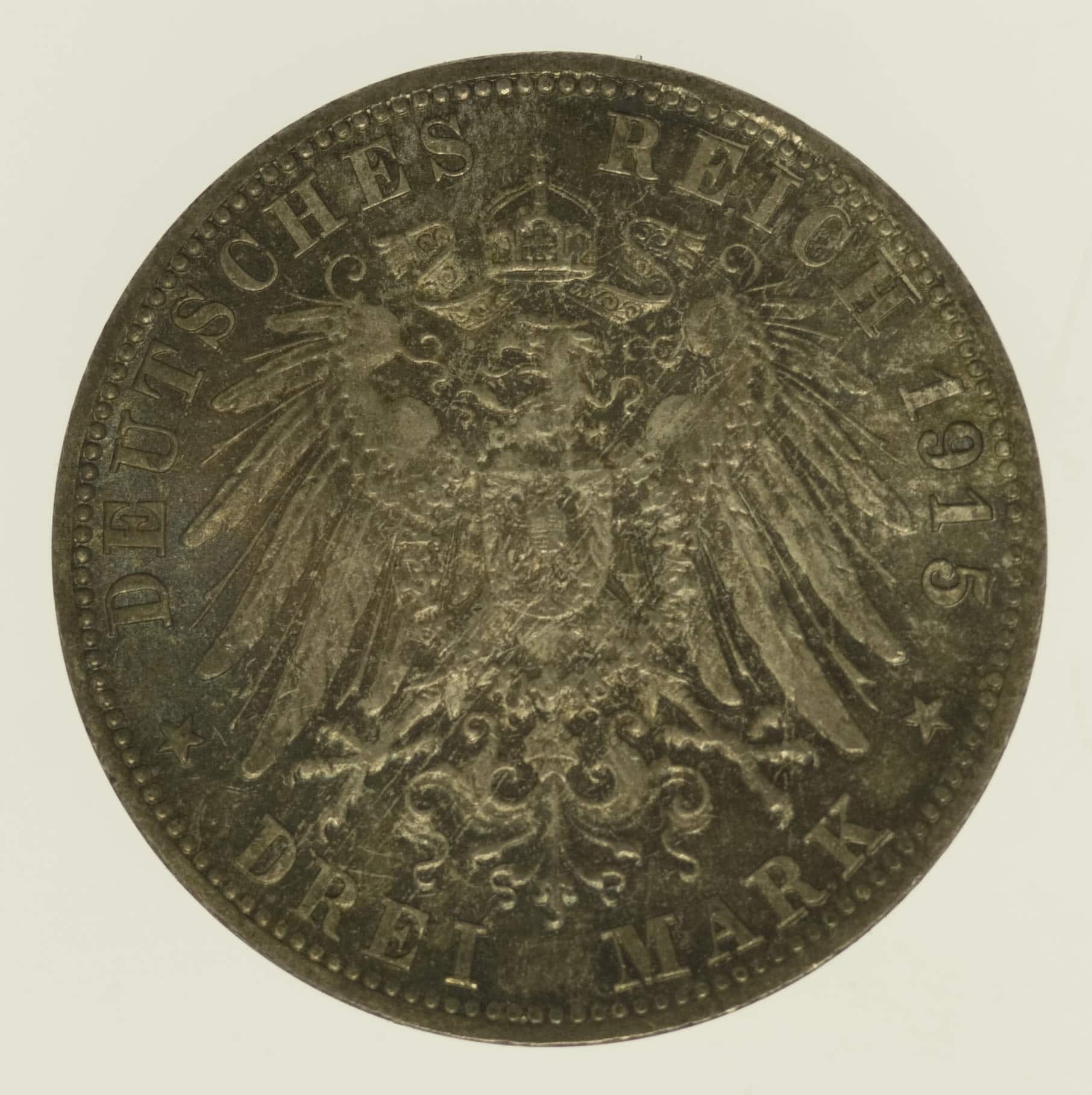 Sachsen Meiningen Georg II. 3 Mark 1915