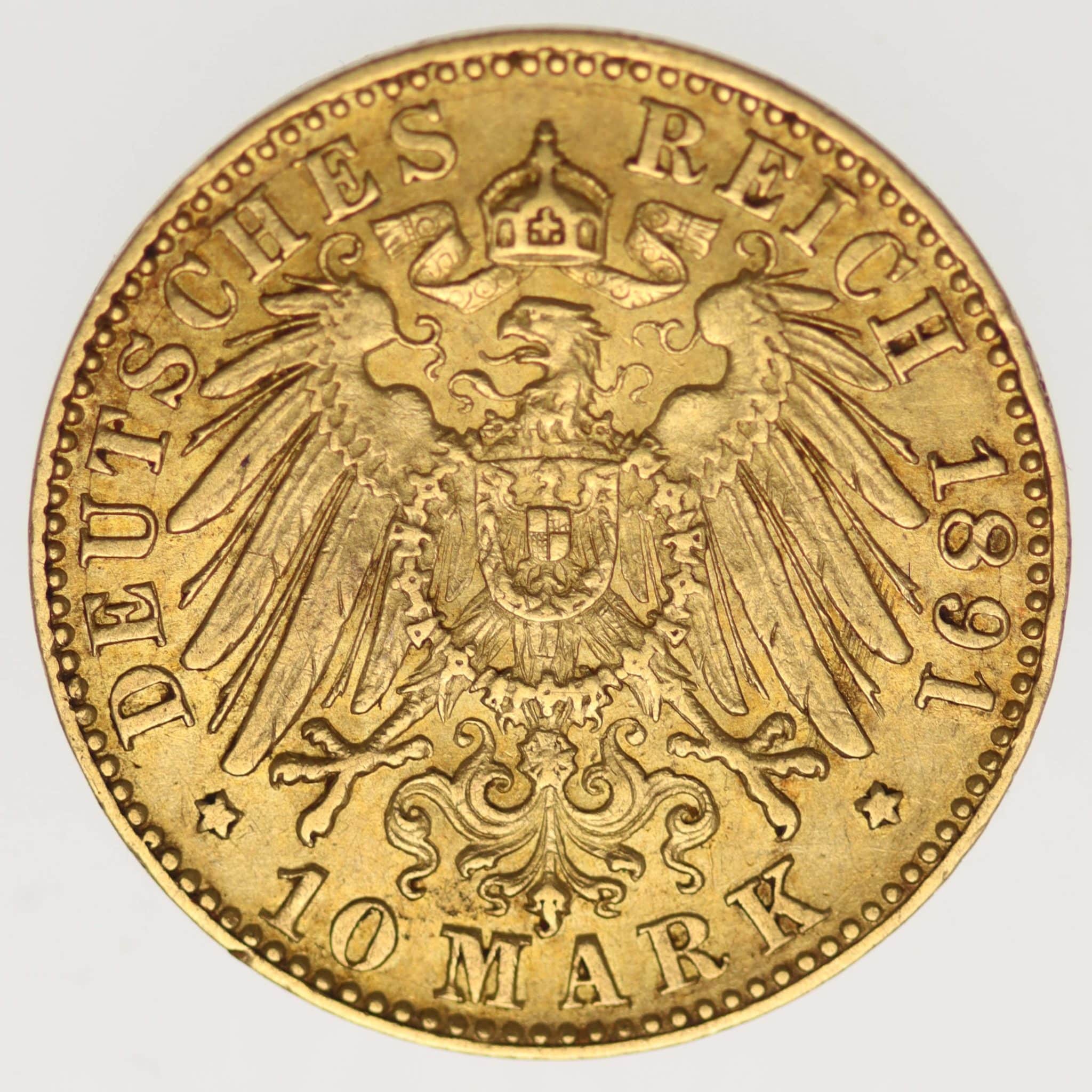 Baden Friedrich I. 10 Mark 1891