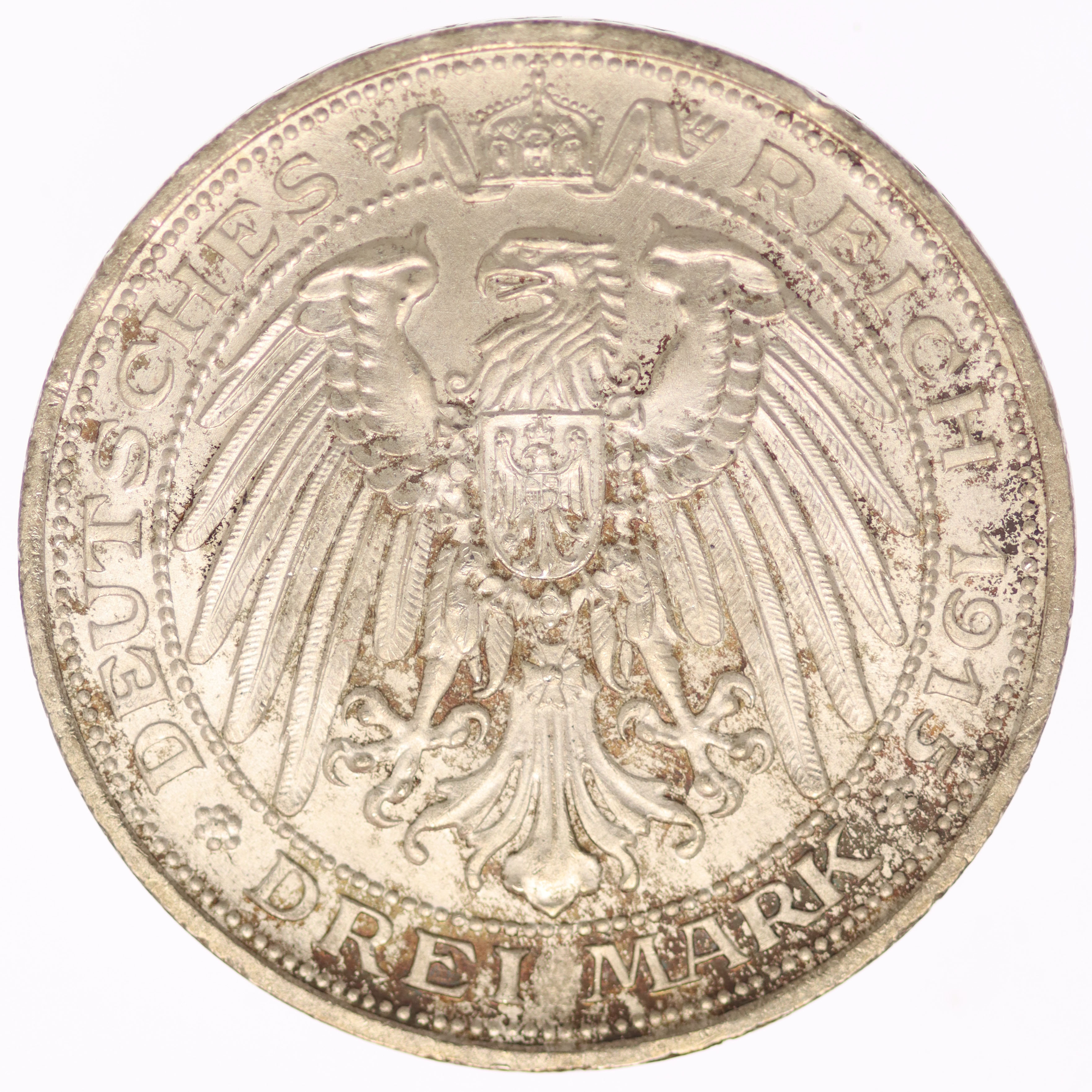 Preussen Wilhelm II. 3 Mark 1915 A