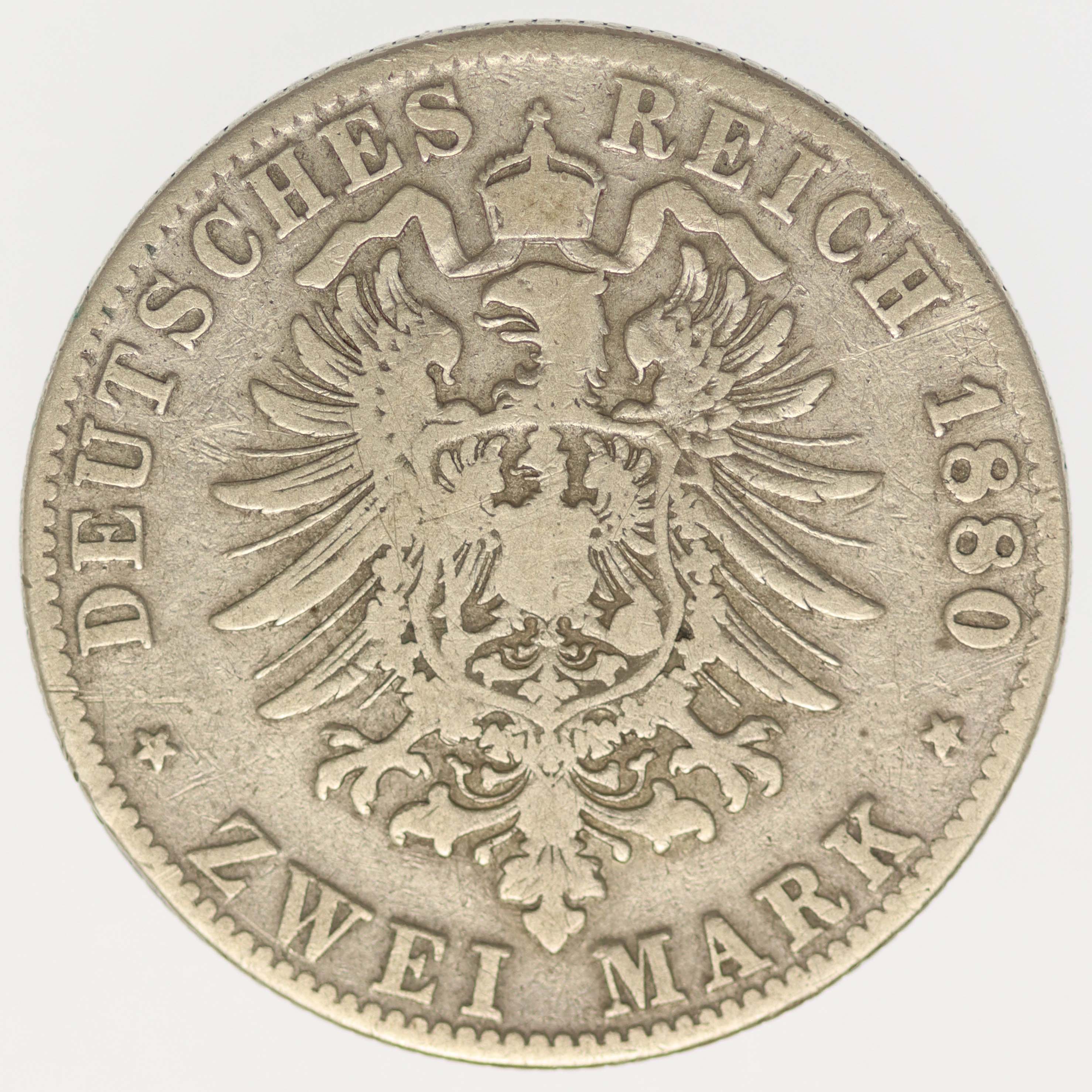 Hamburg Stadtwappen 2 Mark 1880 J