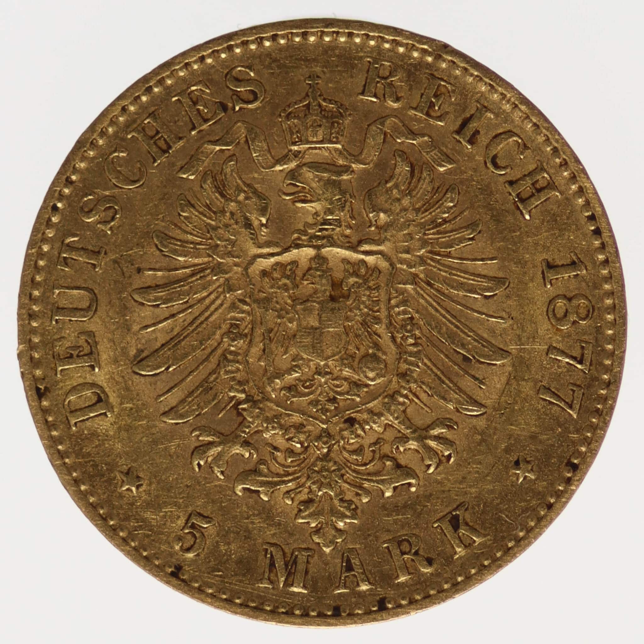 Bayern Ludwig II. 5 Mark 1877