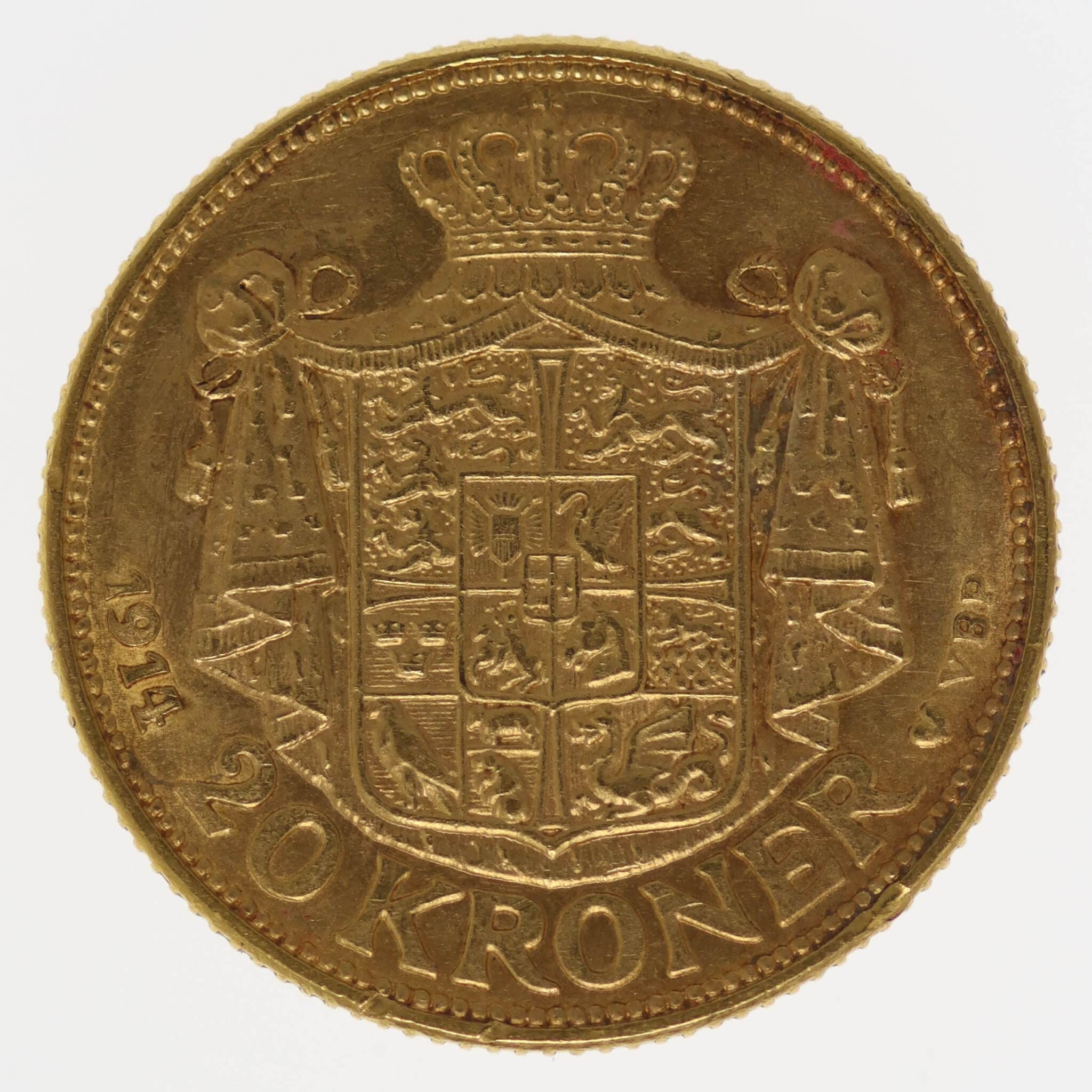 Dänemark Christian X. 20 Kronen 1914