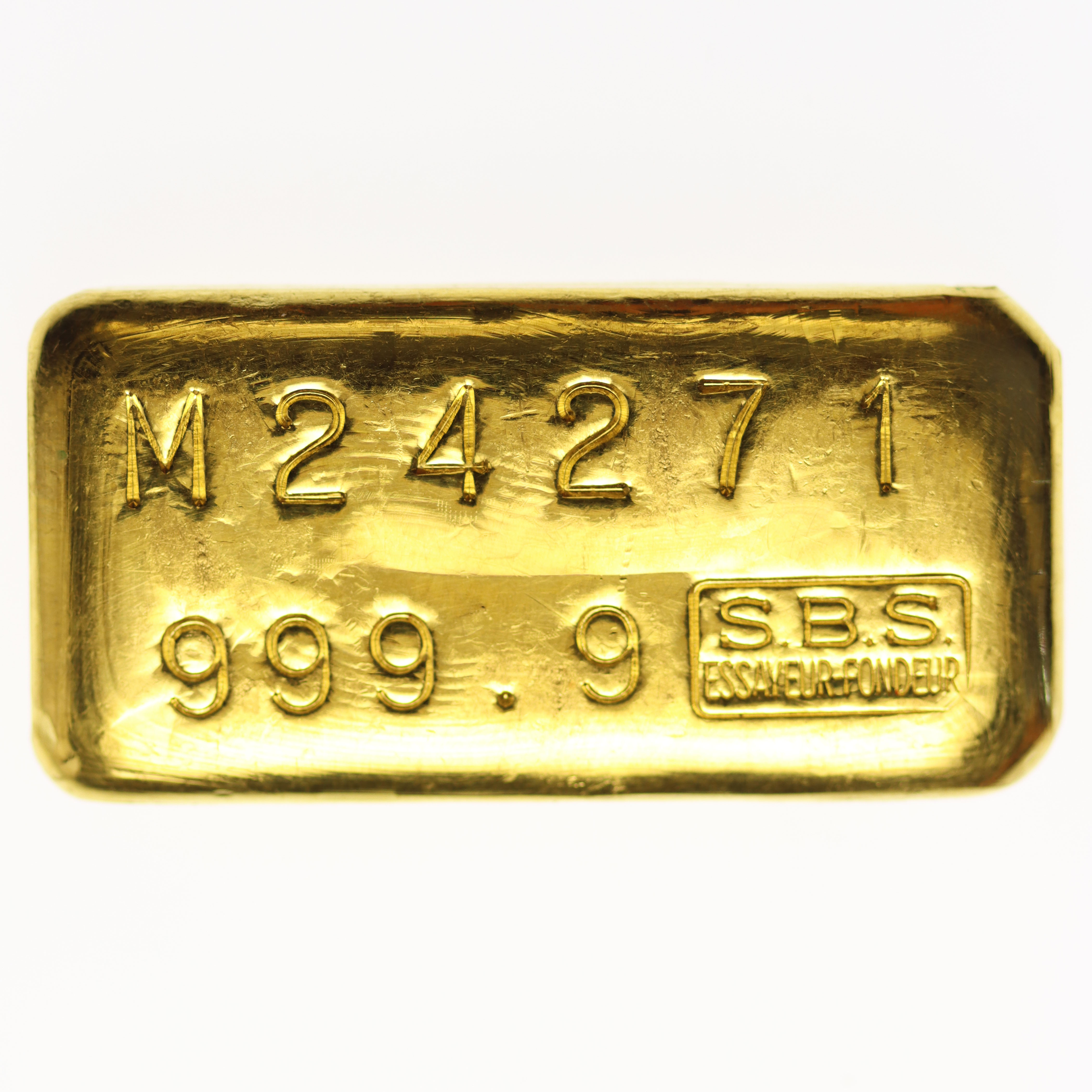 Goldbarren 100 Gramm Schweiz S.B.S.