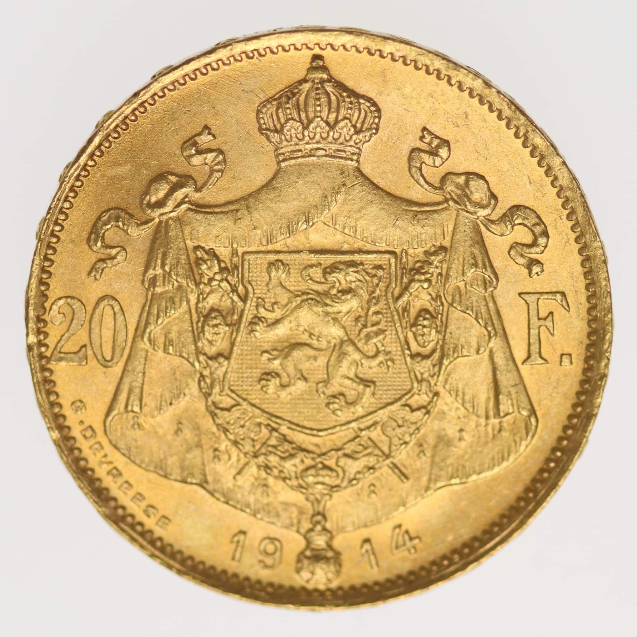 Belgien Albert 20 Francs 1914