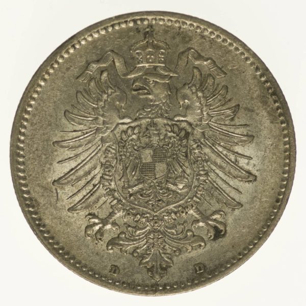 Kaiserreich 1 Mark 1874 D Silber 5 Gramm fein RAR