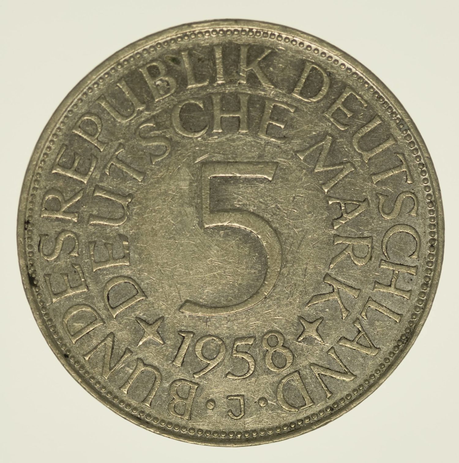 Bundesrepublik Deutschland 5 Mark 1958 J Silber 7,00 Gramm fein RAR