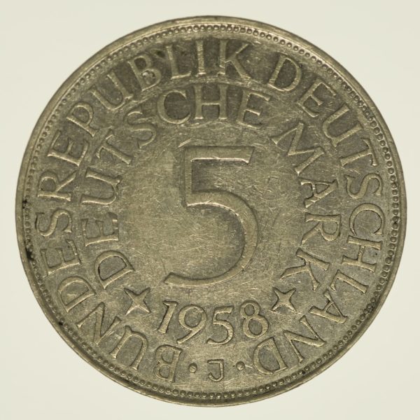 Bundesrepublik Deutschland 5 Mark 1958 J Silber 7,00 Gramm fein RAR