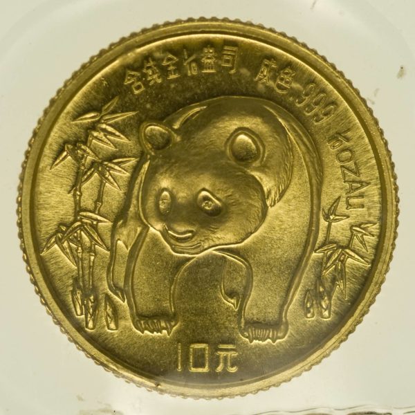 1/10 Unze Goldmünze China Panda 1986 10 Yuan 3,11 Gramm fein Gold RAR