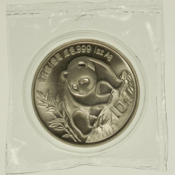 1 Unze Silbermünze China Panda 1990 10 Yuan 31,1 Gramm Silber RAR