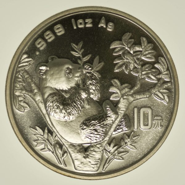 1 Unze Silbermünze China Panda 1995, 10 Yuan 31,1 Gramm Silber RAR