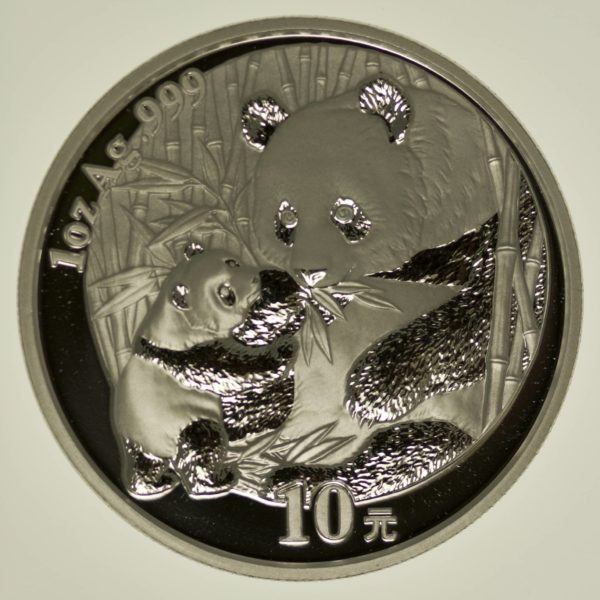 1 Unze Silbermünze China Panda 2005 10 Yuan 31,1 Gramm Silber RAR