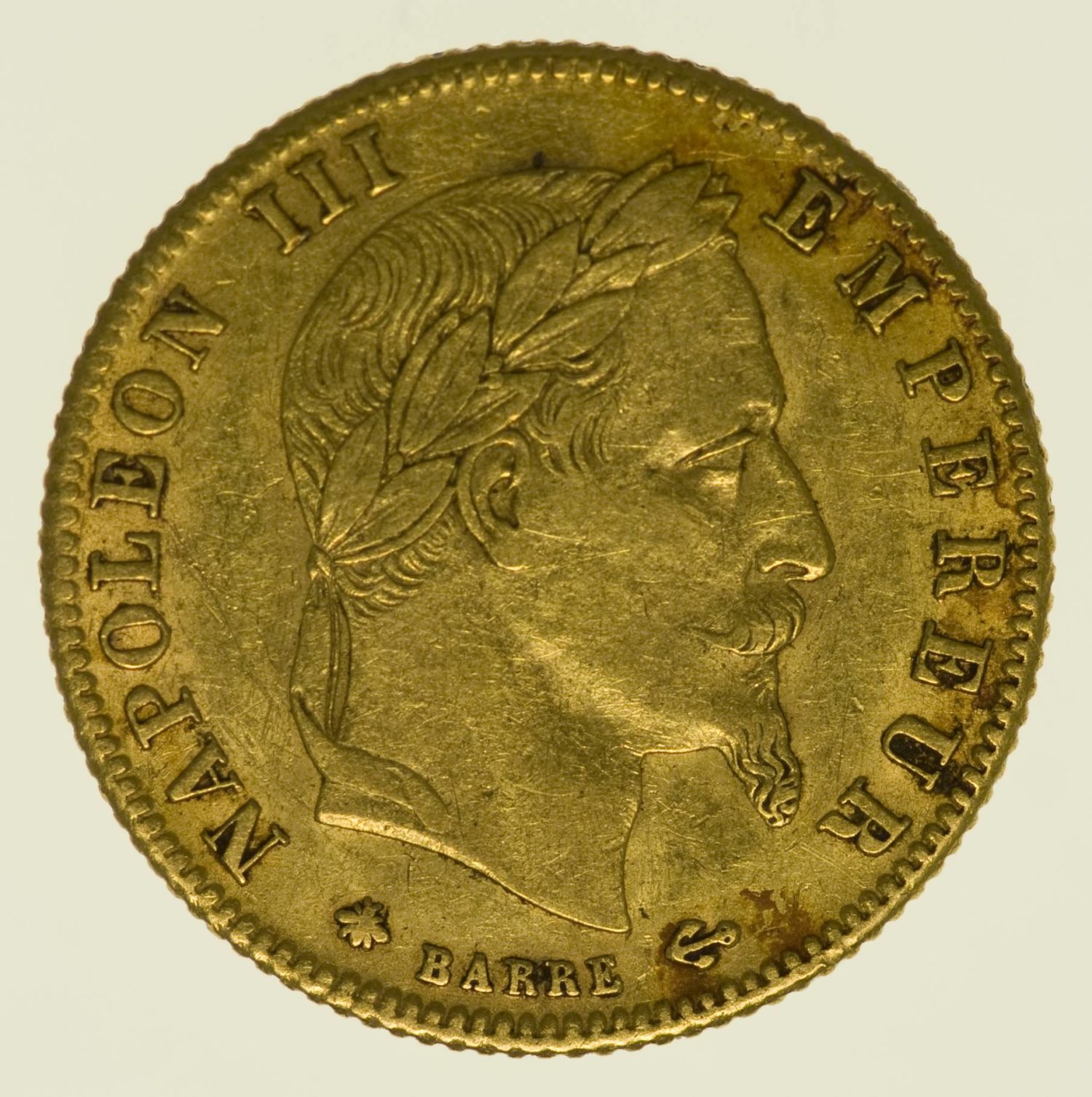 Frankreich Napoleon III. mit Kranz 5 Francs 1868 A Gold 1,45 Gramm fein RAR