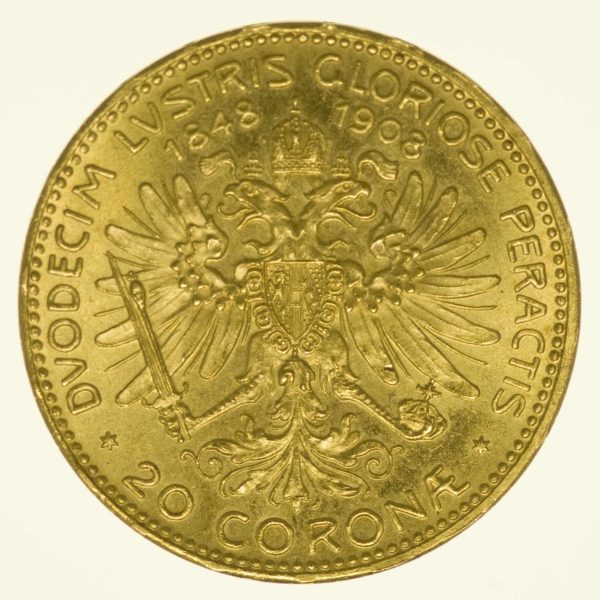 Kaiserreich Österreich Franz Joseph I. 20 Kronen 1908 Gold 6,09g fein RAR
