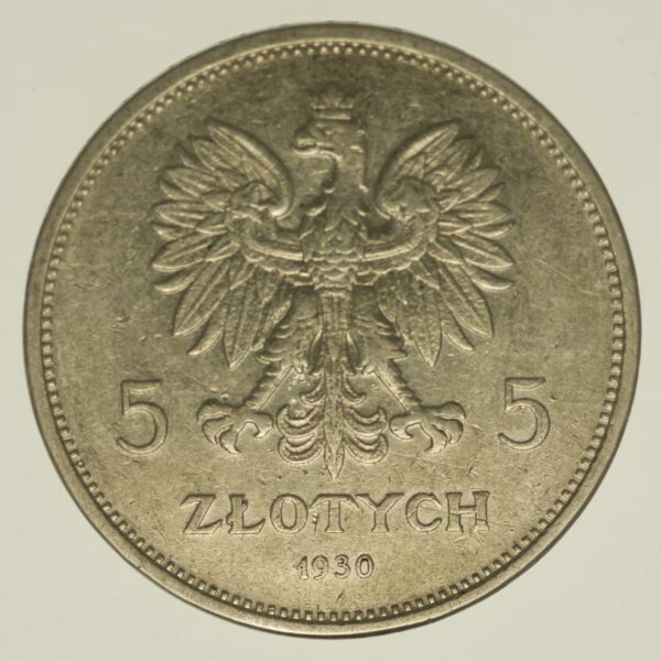 Polen 5 Zloty 1930 Silber 13,5 Gramm fein RAR