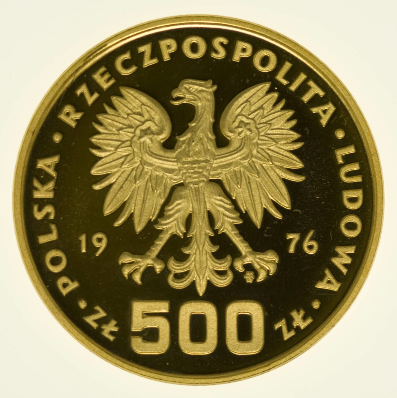 Polen Pulaski 500 Zloty 1976 PP Gold 26,96 Gramm fein RAR