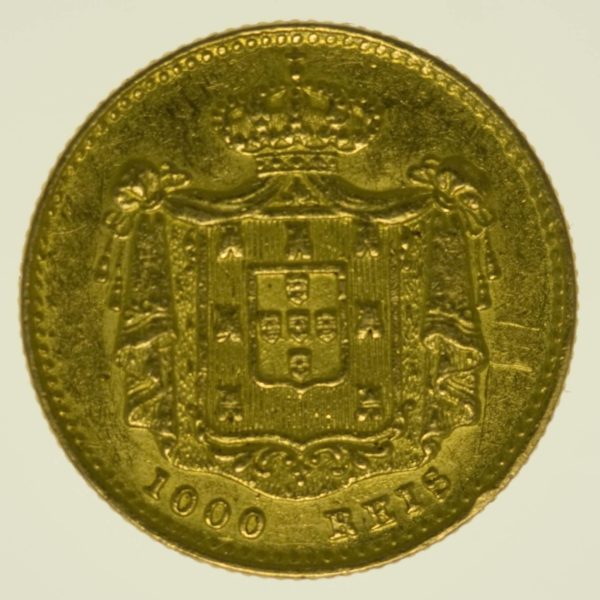 Portugal Maria II. 1000 Reis 1851 Gold 1,64 Gramm fein RAR