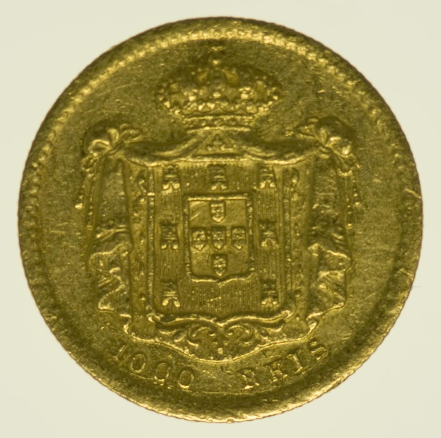 Portugal Peter V. 1000 Reis 1855 Gold 1,63 Gramm fein RAR