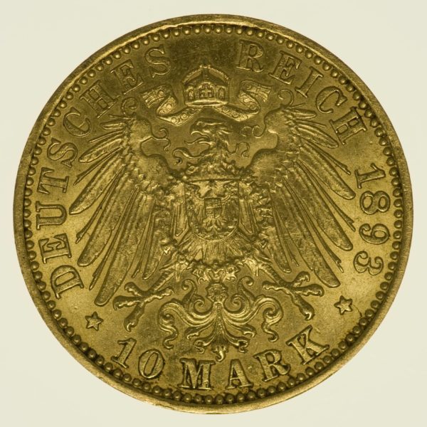 Preussen Wilhelm II. 10 Mark 1893 A Gold 3,58 Gramm fein RAR