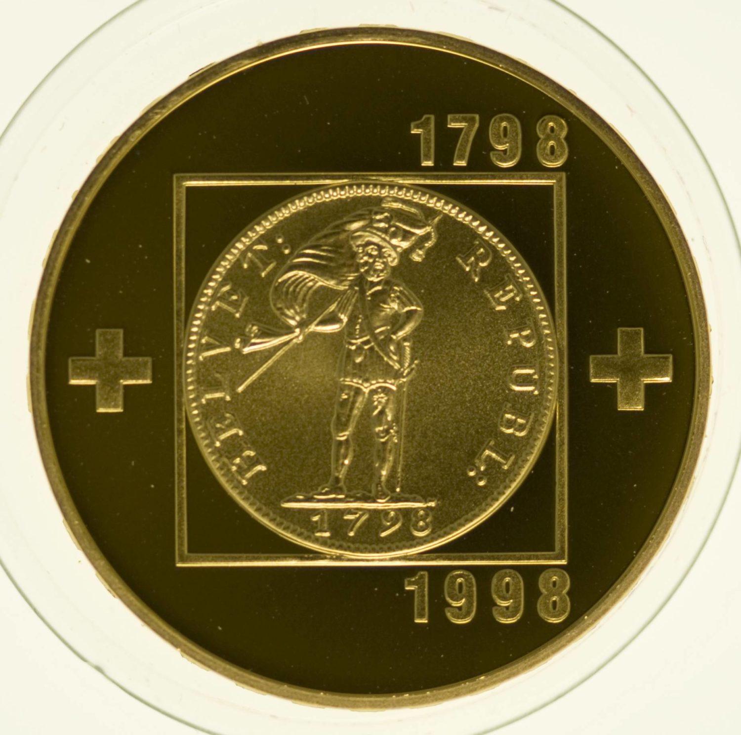 Schweiz 100 Franken Helvetik 100 Franken Bundesstaat Set Gold 40,64 Gramm RAR