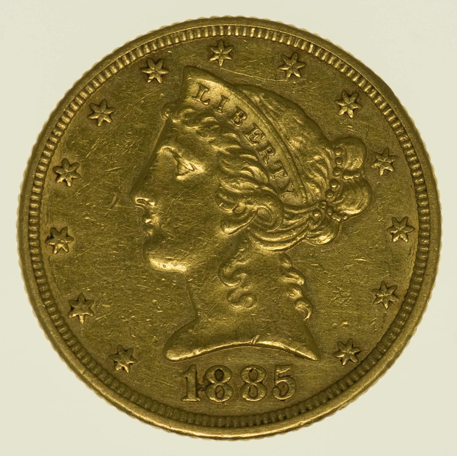 USA 5 Dollars 1885 Liberty / Kopf Gold 7,52 Gramm fein RAR