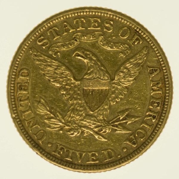 USA 5 Dollars 1885 Liberty / Kopf Gold 7,52 Gramm fein RAR