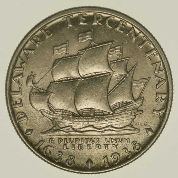 USA Silbermünze Half Dollar 1936 Delaware Silber 11,2 Gramm fein RAR
