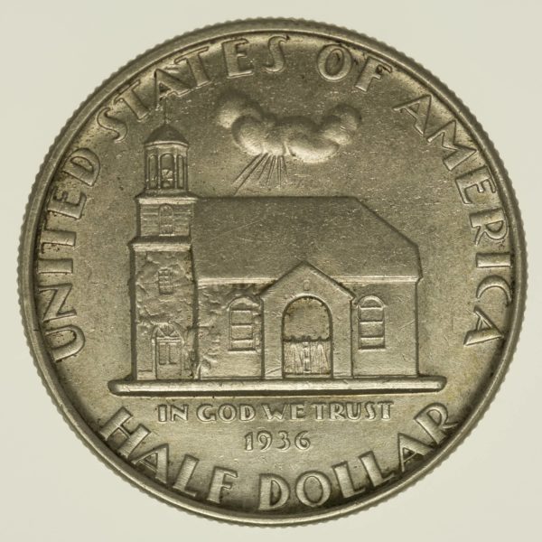 USA Silbermünze Half Dollar 1936 Delaware Silber 11,2 Gramm fein RAR