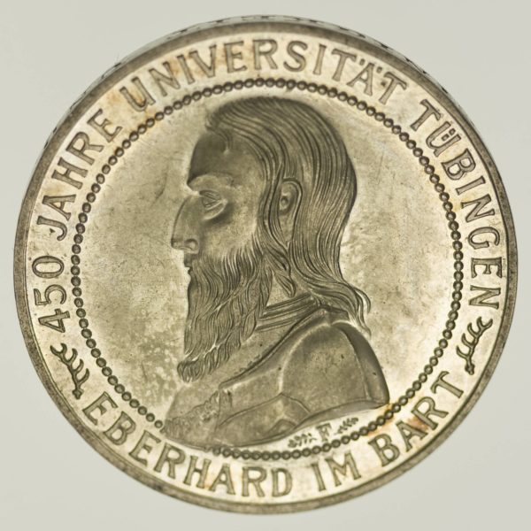 Weimarer Republik 5 Reichsmark 1927 PP Uni Tübingen Silber 12,5 Gramm fein RAR