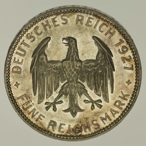 Weimarer Republik 5 Reichsmark 1927 PP Uni Tübingen Silber 12,5 Gramm fein RAR