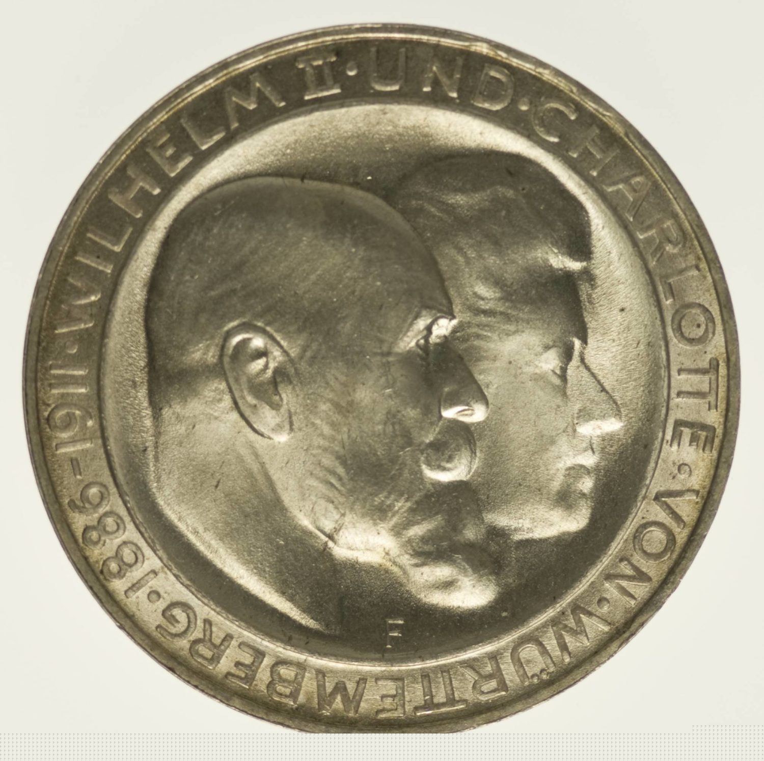 Württemberg Wilhelm II. Silberhochzeit 3 Mark 1911 Silber 15 Gramm fein RAR