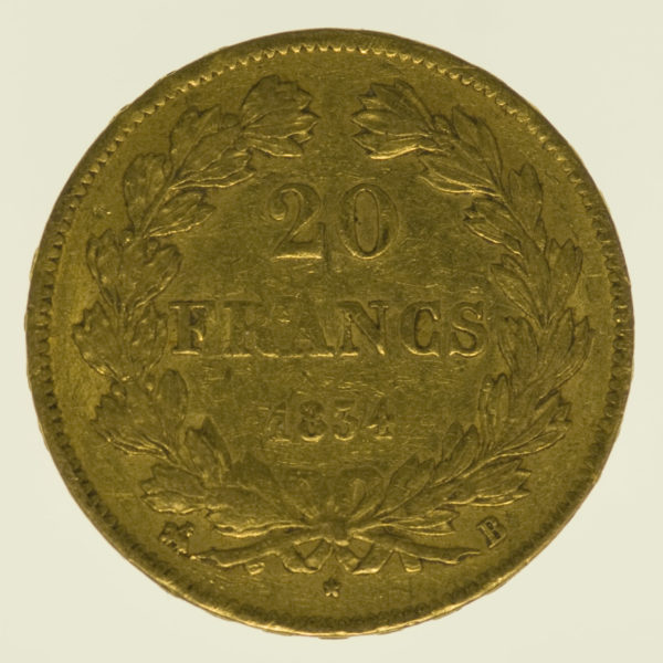 frankreich - Frankreich Louis Philippe I. 20 Francs 1834 B