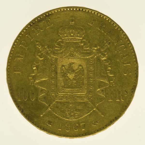 frankreich - Frankreich Napoleon III. 100 Francs 1867 BB