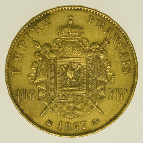frankreich - Frankreich Napoleon III. 100 Francs 1867 BB