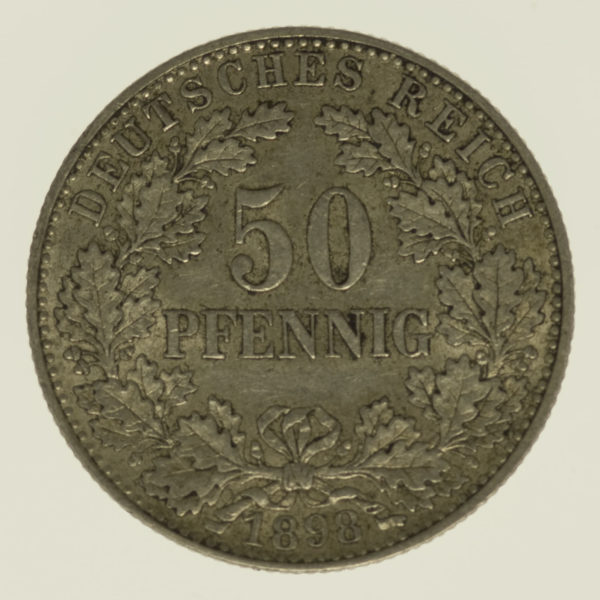 deutsches-kaiserreich-ab-1871-deutsche-silbermuenzen - 50 Pfennig 1898 A