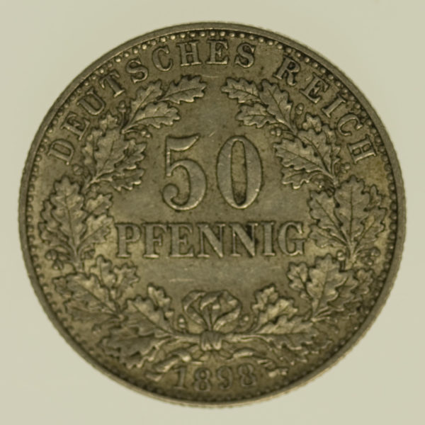 deutsches-kaiserreich-ab-1871-deutsche-silbermuenzen - 50 Pfennig 1898 A