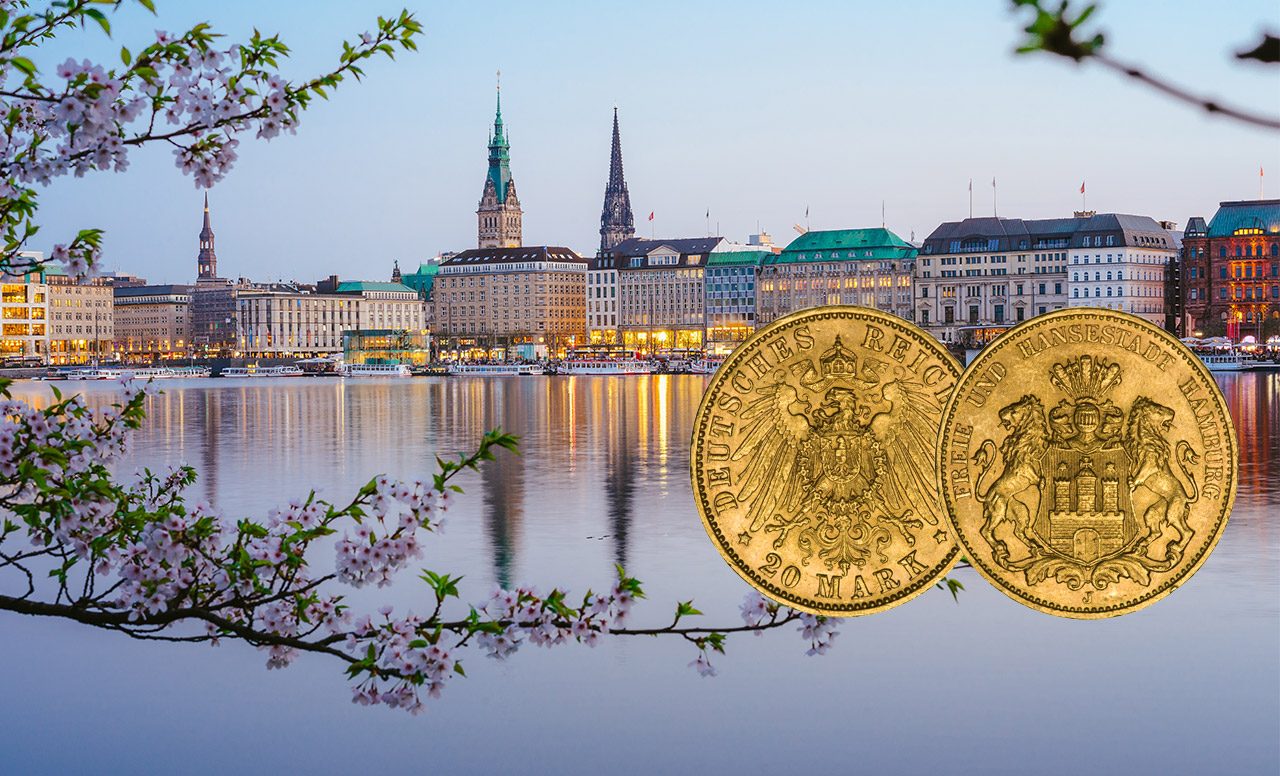 allgemein - Sonderaktion: Kaiserreich 20 Mark Gold aus Hamburg