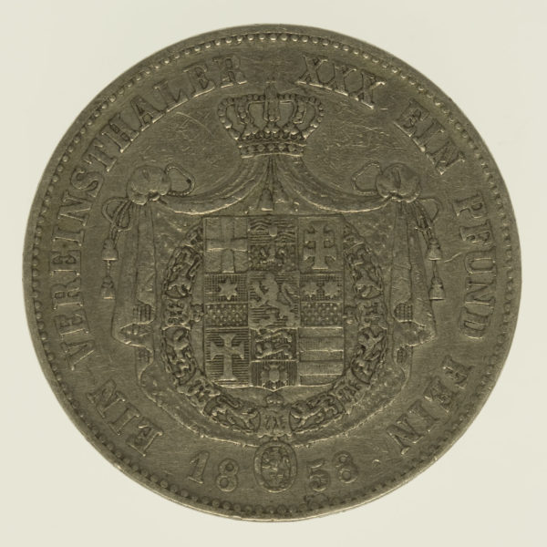 altdeutschland-deutsche-silbermuenzen - Hessen Kassel Friedrich Wilhelm I. Vereinstaler 1858