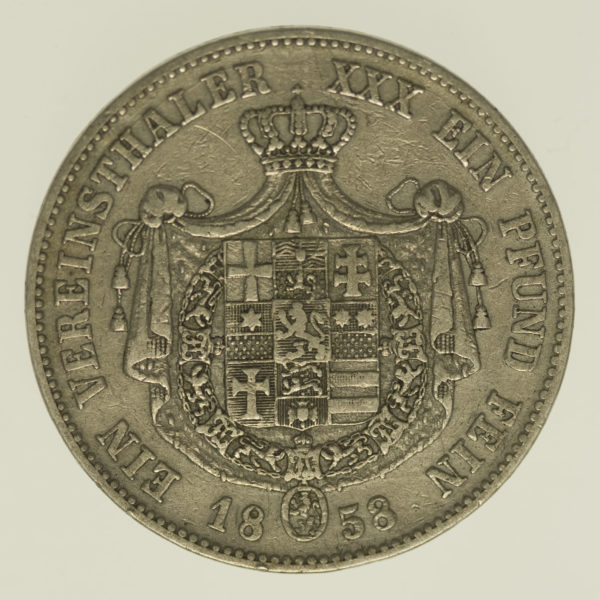 altdeutschland-deutsche-silbermuenzen - Hessen Kassel Friedrich Wilhelm I. Vereinstaler 1858
