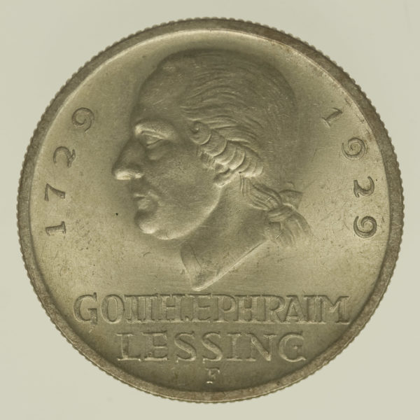 weimarer-republik-deutsche-silbermuenzen - Weimarer Republik 3 Reichsmark 1929 F Lessing