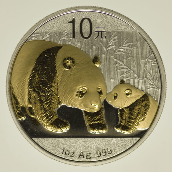 china-silbermuenzen-uebrige-welt - China Panda 1 Unze 2011 gilded